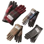 大人可愛い赤チェック「Harris tweed レディースグローブ 67957 」