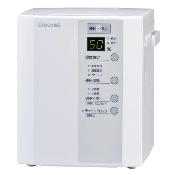 どこにでも置けるコンパクトデザイン!roomist スチームファン蒸発式加湿器 ホワイト SHE35MD-W