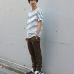 着心地が良く春夏の定番のボーダー ストレッチボーダーボートネックTee