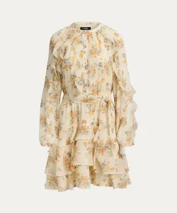 RALPH LAUREN／ラルフ ローレン フローラル フリルトリム ティアード ドレス