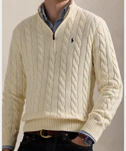 POLO RALPH LAUREN／ポロラルフローレン ケーブルニット コットン クォータージップ セーター