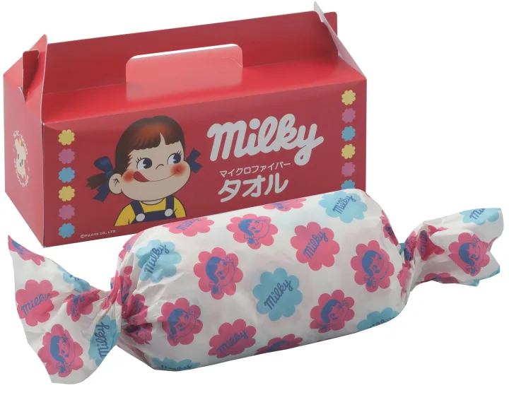 ミルキーモチーフのペコちゃんバスタオルはサプライズを届けるグッズ