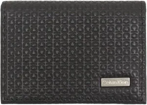 Calvin Klein／カルバンクライン ブラック ジェニュイン レザー エンボスド ロゴ カードケース