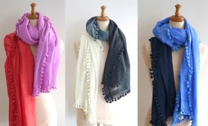 matta／マッタ シルクコットン グラデーション染めボンボンストール DUPATTA OMBRE
