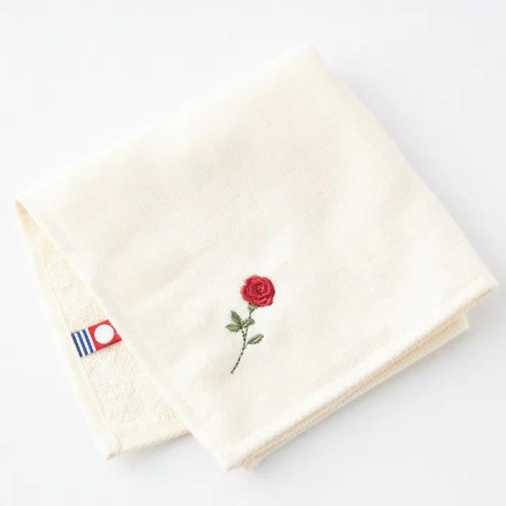 今治タオル 【名入れ/BOX入り】今治タオル花刺繍&無地ハンカチ2枚セット