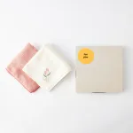 今治タオル 【名入れ/BOX入り】今治タオル花刺繍&無地ハンカチ2枚セット