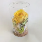 プリザーブドフラワー 黄色い薔薇のミニガラスボトル