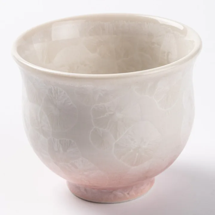 京焼・清水焼 陶あん 花結晶 ぐい呑み（桃白）