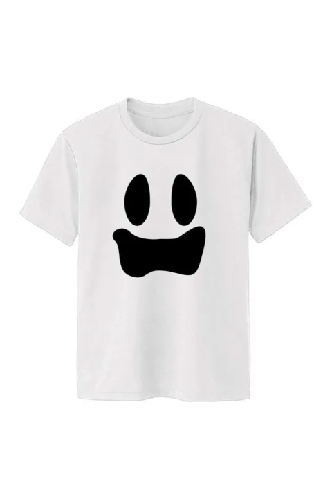 おばけの顔がユニークな白地Tシャツ