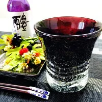 くば笠屋 黒紫泡グラス