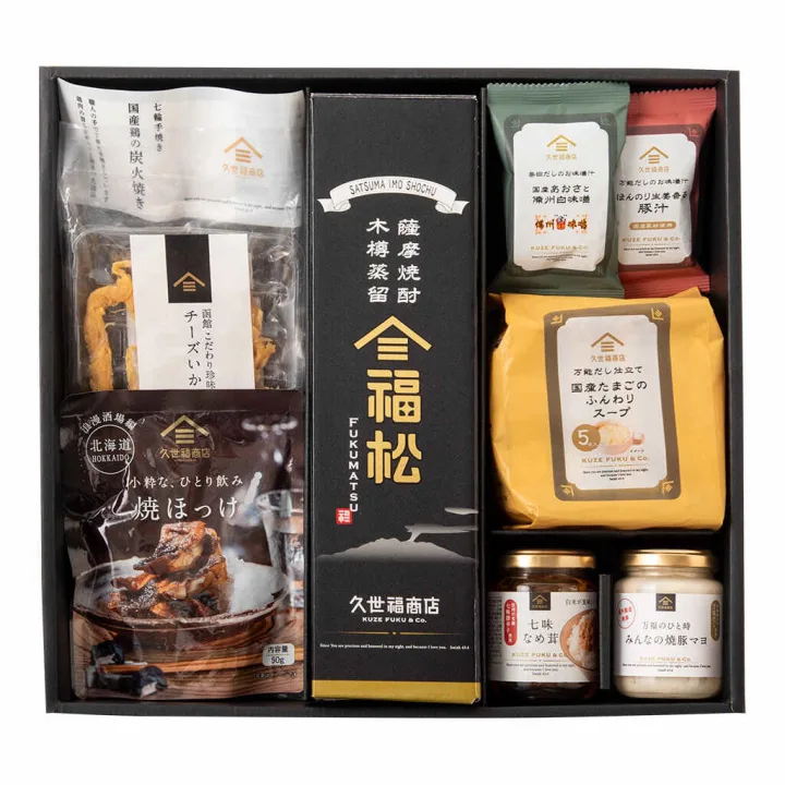 久世福商店 芋焼酎「福松」と久世福こだわりのおつまみと汁物のギフト