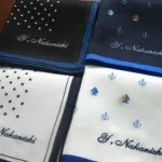 刺繍入り紳士コットンプリントハンカチーフ