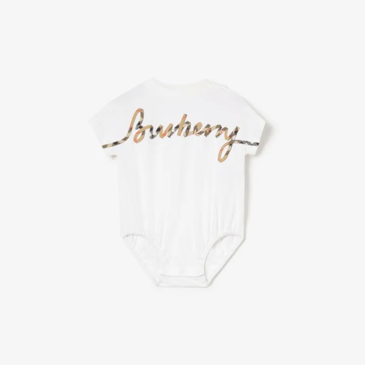 Burberry／バーバリー チェック カーシヴロゴ コットンロンパース
