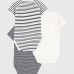 Petit Bateau／プチバトー マリニエール半袖あわせボディ3枚組