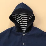 COMME CA ISM／コムサイズム 【リバーシブル】デニムライクストレッチ×ボーダー マント