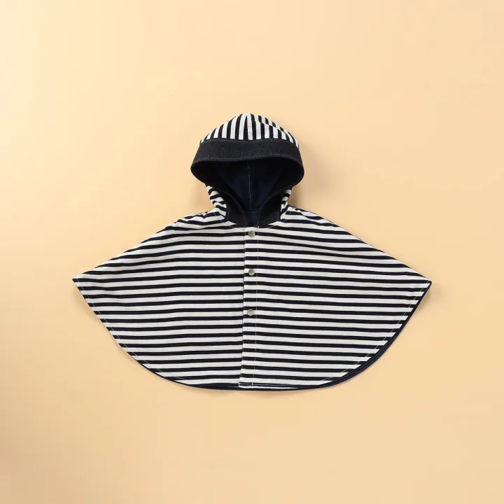 COMME CA ISM/コムサイズム 【リバーシブル】デニムライクストレッチ×ボーダー マント