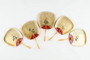 金箔屋さくだ うちわ銘々皿「四季」５枚組 楊枝付