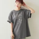 顔刺繍 コットン半袖Tシャツ