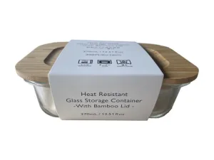 DAISO／ダイソー 耐熱ガラス保存容器（バンブー蓋付、３７０ｍＬ）