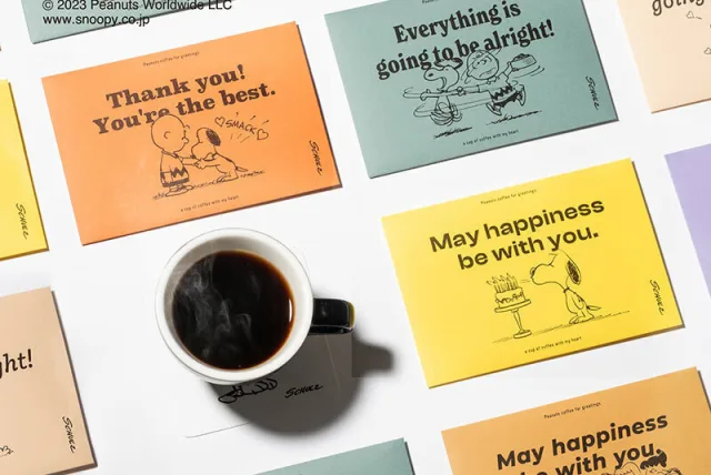 お茶目なスヌーピーが運ぶギフト付きレター SNOOPY coffee/スヌーピーコーヒー PEANUTS coffee for greetings「メッセージ入りの封筒型コーヒーギフト」