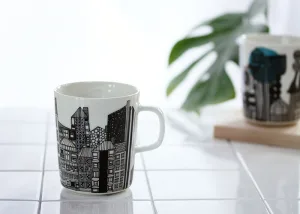 marimekko／マリメッコ Siirtolapuutarha マグカップ 250ml（ブラック×オレンジ）