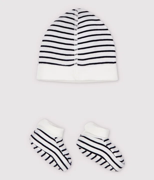 Petit Bateau/プチバトー ベビーキャップ&ブーティセット