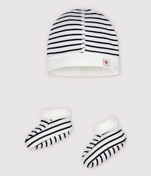 Petit Bateau/プチバトー ベビーキャップ&ブーティセット