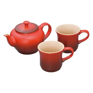 Le Creuset／ル・クルーゼ ティーポット ＆ マグ (SS) (2個入り) セット チェリーレッド