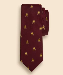 BROOKS BROTHERS／ブルックスブラザーズ シルク GFロゴ＆クロスボーン レップタイ