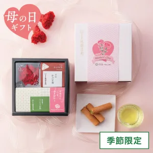 祇園辻利 カーネーション付き 宇治茶・抹茶菓子詰合せ