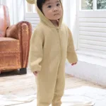 オーガニックコットン100%ニット くまさんカバーオール