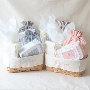 babyRotaco／ベビーロタコ おしりふきケース+【名入れ】バスケット出産祝いギフトセット ギンガムチェック