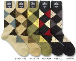 HALISON／ハリソン ソックス・靴下 スーピマコットン アーガイルソックス 6ダイヤ14280