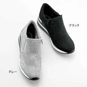 京都通販 ビジュー付厚底ウォーキングシューズ