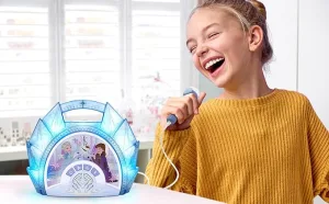 eKids／イーキッズ 携帯用大型ステレオ スピーカー マイク付き「アナと雪の女王」