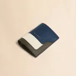 ディープブルー クリーム グリーン サフィアーノレザー製 二つ折りウォレット
