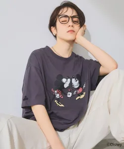 CROSS PLUS／クロスプラス ミッキー＆ミニープリント半袖Tシャツ