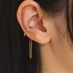 アクアダブルイヤーカフ チェーンミックス ゴールド