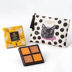 GODIVA／ゴディバ ブラックキャット コレクション カレ アソートメント（4枚入）ポーチ付き