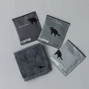 kuros'／クロス 撚り刺繍ミニタオル（チャコールグレー）のプチギフト