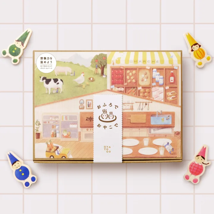 お風呂の壁にくっつくおままごとセット