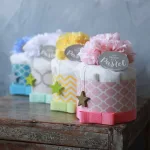 Kiko+の木のアクセサリー付きオーガニックおむつケーキ1段