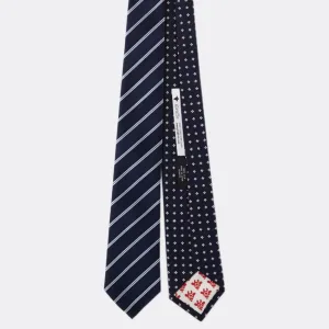 giraffe／ジラフ リバーシブルレジメンタルフローレットタイNAVY