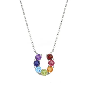 TSUTSUMI JEWELRY／ツツミ K10ホワイトゴールドマルチストーンネックレス