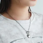 ポイントハートチェーンネックレス シルバー