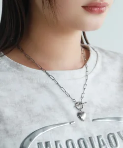 LHME／エルエイチエムイー ポイントハートチェーンネックレス シルバー