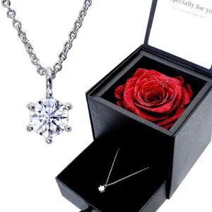 ネックレス レディース 一粒 CZ キュービックジルコニア プリザーブドフラワー ネックレス レディース 1粒キュービックジルコニア プリザーブドフラワー ローズ