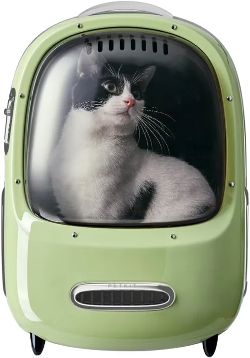 宇宙船のようなペットキャリーで災害時も安心