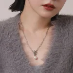 ポイントパールチェーンネックレス シルバー