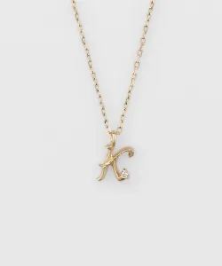 agete／アガット イニシャルK／K10ダイヤモンドネックレス